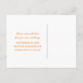 Orange D20 Dice Save the Date Postkarte (Rückseite)