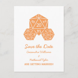 Orange D20 Dice Save the Date Postkarte