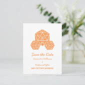 Orange D20 Dice Save the Date Postkarte (Stehend Vorderseite)