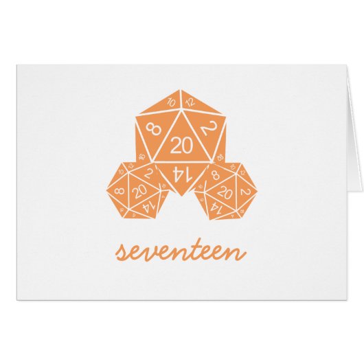 Orange D20 Dice Tischnummer Card (Vorderseite (Horizontal))