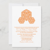 Orange D20 Dice Wedding Einladung (Vorderseite)
