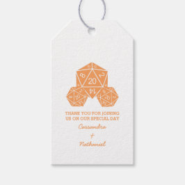 Orange D20 Dice Wedding Gift Tags Geschenkanhänger