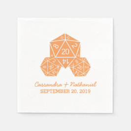 Orange D20 Dice Wedding Paper Napkins Serviette