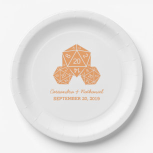 Orange D20 Dice Wedding Paper Teller