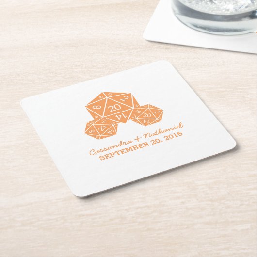 Orange D20 Dice Wedding Paper Untersetzer (angewinkelt)