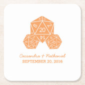 Orange D20 Dice Wedding Paper Untersetzer (Vorderseite)