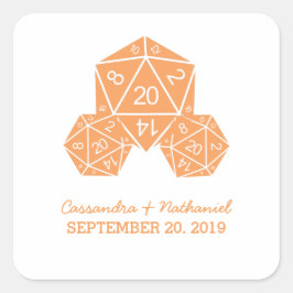 Orange D20 Dice Wedding Stickers