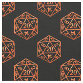 Orange D20 Muster | RPG-Würfel für Rollenspieler Stoff (Nahaufnahme)