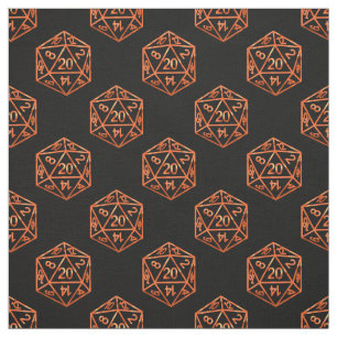 Orange D20 Muster   RPG-Würfel für Rollenspieler Stoff