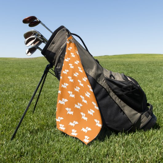 Orange Dackel Lover Golfgeschenk Golfhandtuch (Gras)