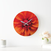 Orange Dahlia Acrylic Wall Clock Große Wanduhr (Zuhause)