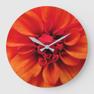 Orange Dahlia Acrylic Wall Clock Große Wanduhr