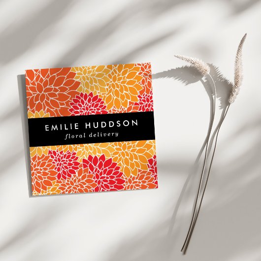 Orange Dahlia Blume, Floristry, Blume Shop Quadratische Visitenkarte