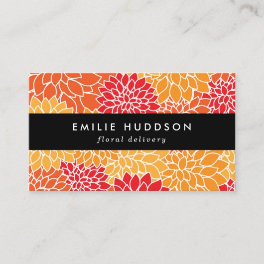 Orange Dahlia Blume, Floristry, Blume Shop Visitenkarte (Vorderseite)