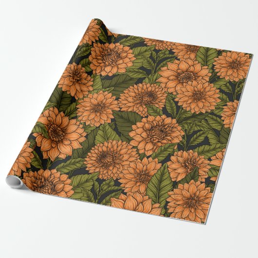 Orange Dahlia Garden Geschenkpapier (Ungerollt)