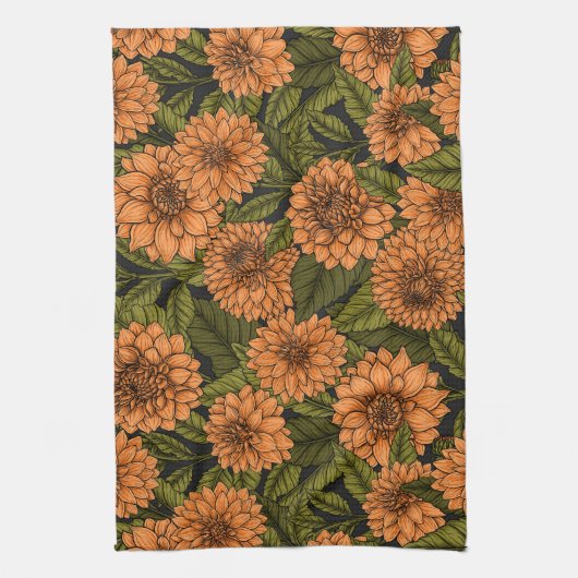 Orange Dahlia Garden Geschirrtuch (Vertikal)