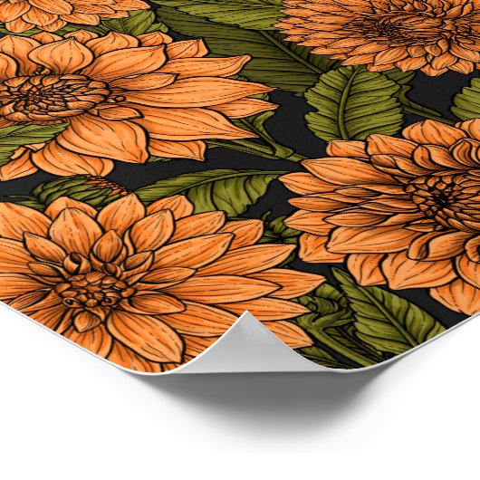 Orange Dahlia Garden Poster (Ecke)
