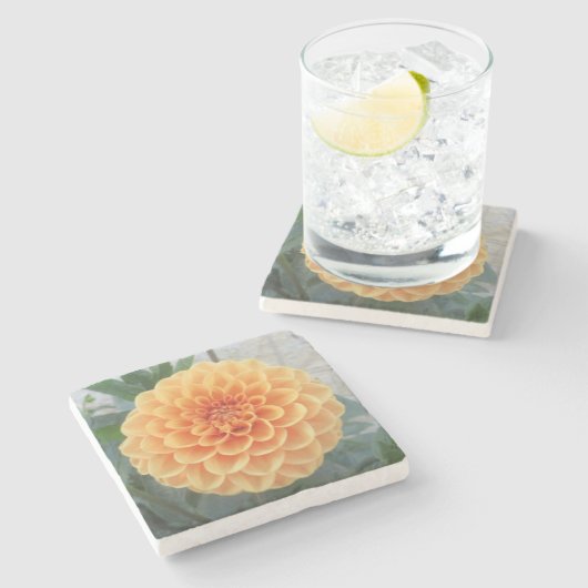Orange Dahlia Marble Stone Untersetzer (Seitenansicht)