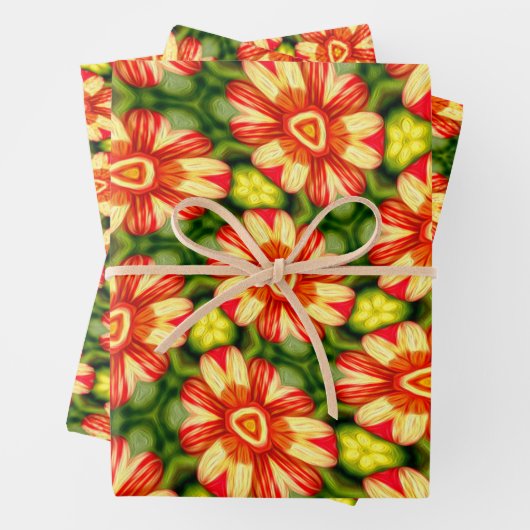 Orange Dahlia Pattern Geschenkpapier Set (Beispiel)