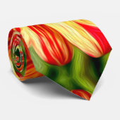 Orange Dahlia Pattern Krawatte (Gerollt)