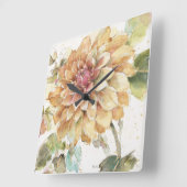 Orange Dahlia Quadratische Wanduhr (Winkel)