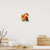 Orange Dahlias Blume Art Print Poster (Küche)