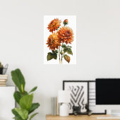 Orange Dahlias Blume Art Print Poster (Heimbüro)