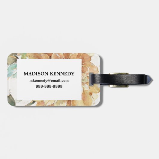 Orange Dahlie Gepäckanhänger (Rückseite horizontal)