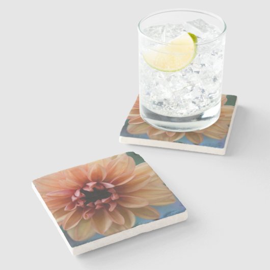 Orange Dahlie I Steinuntersetzer (Seitenansicht)