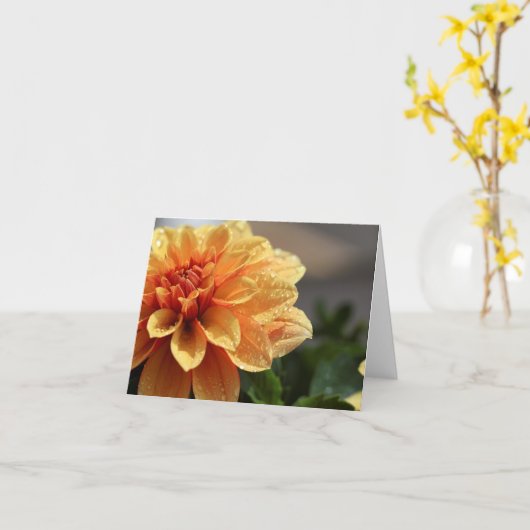 Orange Dahlie Karte (Gelbe Blume)