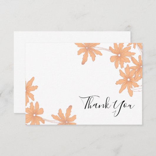 Orange Daisies auf White Flat Danke, dass Sie Anme Einladung (Vorne/Hinten)