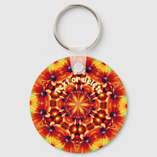 Orange Daisies Blume Kaleidoskop Personalisiert Schlüsselanhänger