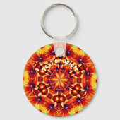 Orange Daisies Blume Kaleidoskop Personalisiert Schlüsselanhänger (Rückseite)