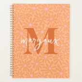 Orange Daisies Floral Personalisiert Monogramm Nam Planer (Vorderseite)