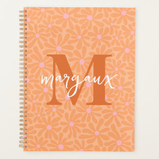 Orange Daisies Floral Personalisiert Monogramm Nam Planer
