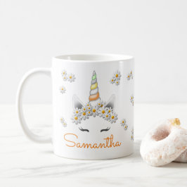 Orange Daisies Unicorn Princess Crown Kaffeetasse