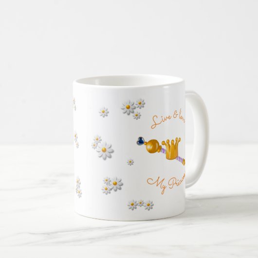 Orange Daisies Unicorn Princess Crown Kaffeetasse (VorderseiteRechts)