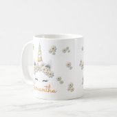 Orange Daisies Unicorn Princess Crown Kaffeetasse (Vorderseite Links)