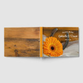 Orange Daisy and Horseshoe Western Wedding Gästebuch (Voll)