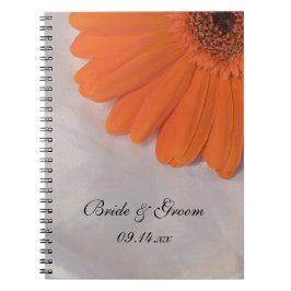 Orange Daisy and White Satin Wedding Notizblock