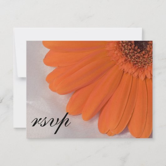 Orange Daisy and White Satin Wedding RSVP Card Karte (Vorderseite)
