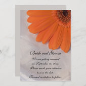 Orange Daisy and White Satin Wedding Save the Date (Vorne/Hinten)