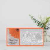 Orange Daisy and White Satin Wedding Vielen Dank Dankeskarte (Stehend Vorderseite)