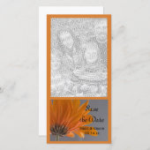 Orange Daisy auf der grauen Hochzeit Speichern Sie Save The Date (Vorne/Hinten)