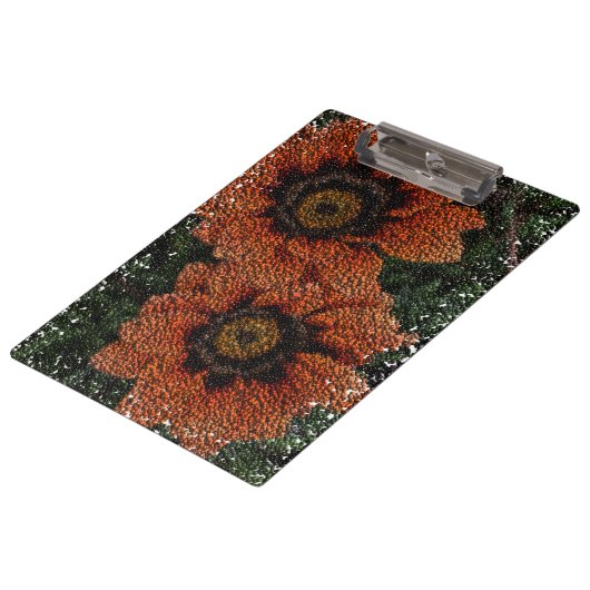 Orange Daisy Balls Clipboard Klemmbrett (Schrägansicht)