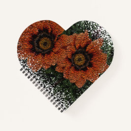Orange Daisy Balls Heart Shaped Spiral Notebook Notizblock