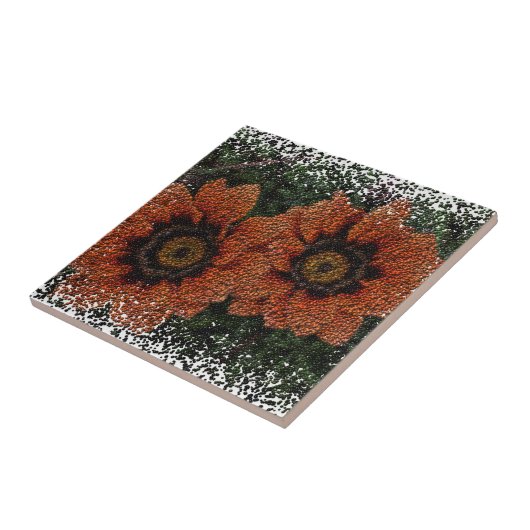 Orange Daisy Balls Keramik Tile Fliese (Seite)