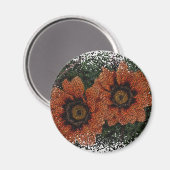 Orange Daisy Balls Round Magnet (Vorderseite/Rückseite)