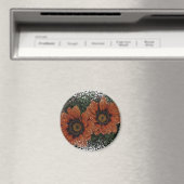 Orange Daisy Balls Round Magnet (In Situ (Geschirrspüler))