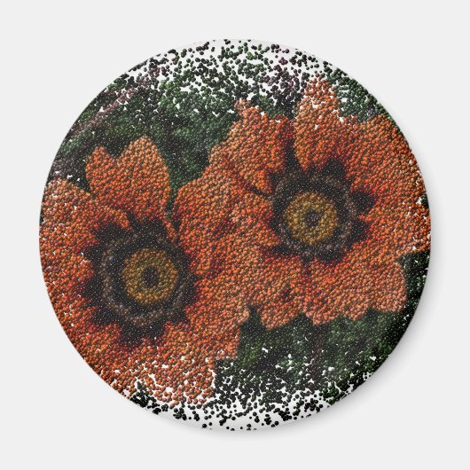 Orange Daisy Balls Round Magnet (Vorne)